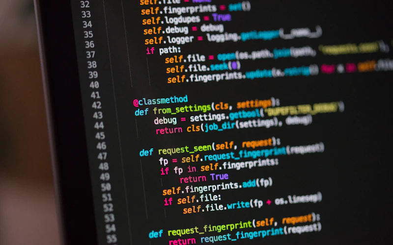 Application code on a computer screen